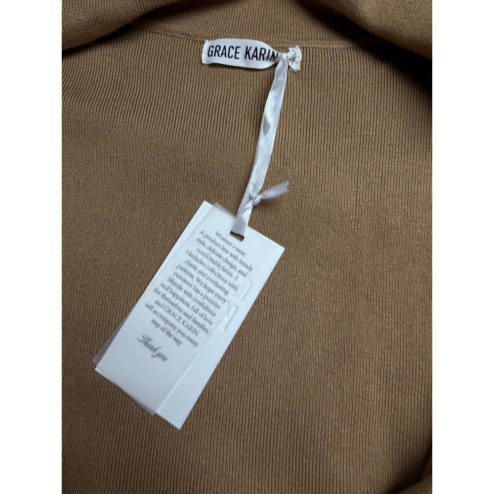 New With Tags Grace Karin Women's Camel Tie Belt Cardigan Size 2XL - Picture 2 of 7